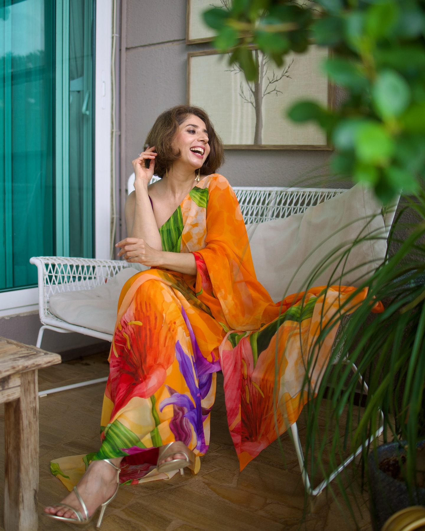 Aiana in a floral georgette saree